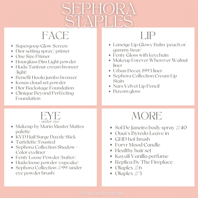 Sephora shopping list 